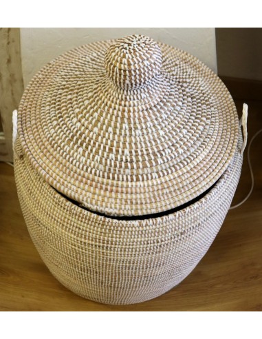 Cesto da Biancheria in Paglia Senegalese con...