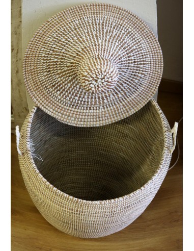 Cesto da Biancheria in Paglia Senegalese con...