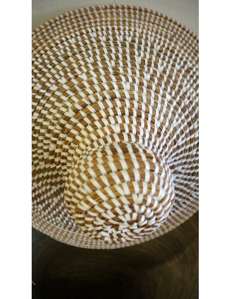 Cesto da Biancheria in Paglia Senegalese con Coperchio - Fatto a Mano cm 90x38