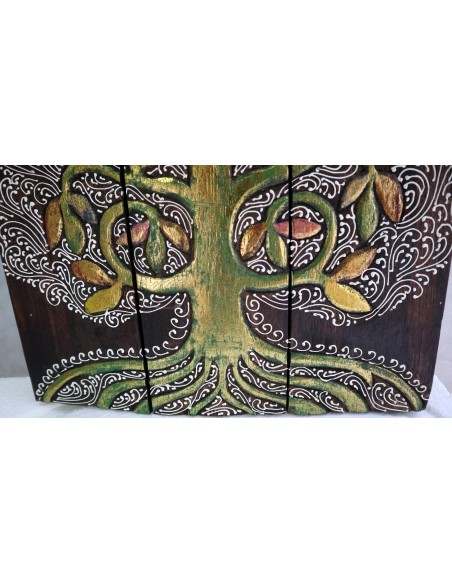 Pannello Quadro in legno albero della vita arredo cm 60x43x2 intagliato