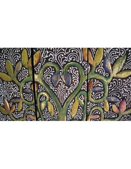 Pannello Quadro in legno albero della vita arredo cm 60x43x2 intagliato