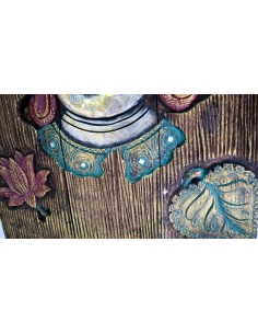 Pannello decorativo in legno trittico con itagli volto di... 2