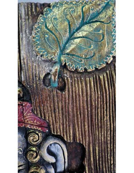 Pannello decorativo in legno trittico con itagli volto di Buddha " cm 60x42x2