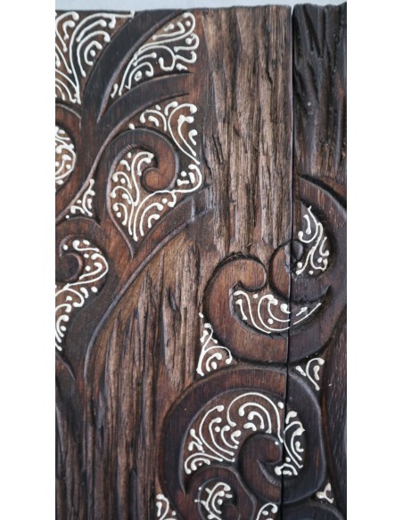 Pannello Quadro in legno albero della vita arredo cm 80x54x2 intagliato e dipinto