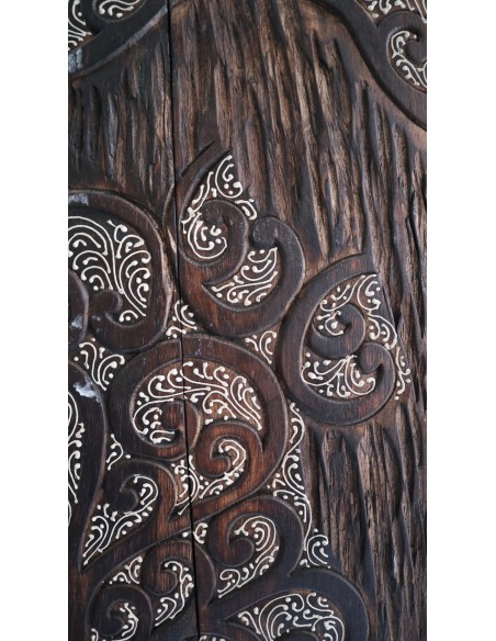 Pannello Quadro in legno albero della vita arredo cm 80x54x2 intagliato e dipinto