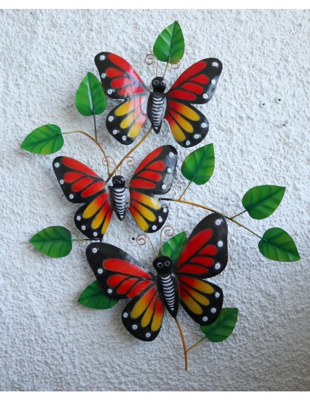 Pannello con farfalle in metallo creato e colorato mano cm 57x40 dipinte realizzate artigianalmente