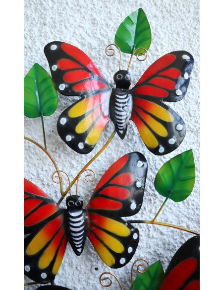 Pannello con farfalle in metallo creato e colorato mano cm 57x40 dipinte realizzate artigianalmente