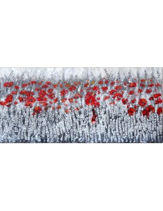 Quadro dipinto pop art paesaggio campo di papaveri cm...