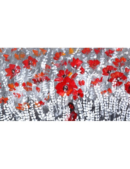 Quadro dipinto pop art paesaggio campo di papaveri cm 160x80 moderno tela pannello