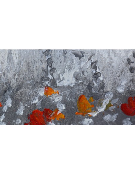 Quadro dipinto pop art paesaggio campo di papaveri cm 160x80 moderno tela pannello