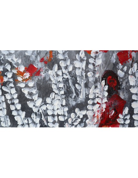 Quadro dipinto pop art paesaggio campo di papaveri cm 160x80 moderno tela pannello