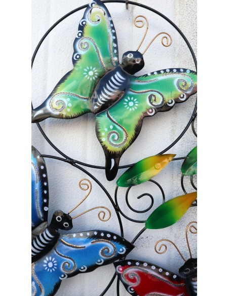 Pannello con farfalle in metallo creato e colorato mano cm 70x53 dipinte realizzate artigianalmente