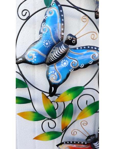 Pannello con farfalle in metallo creato e colorato mano cm 70x53 dipinte realizzate artigianalmente