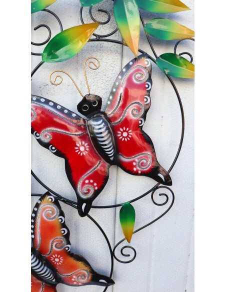 Pannello con farfalle in metallo creato e colorato mano cm 70x53 dipinte realizzate artigianalmente