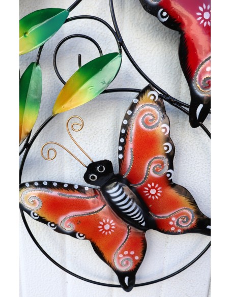 Pannello con farfalle in metallo creato e colorato mano cm 70x53 dipinte realizzate artigianalmente