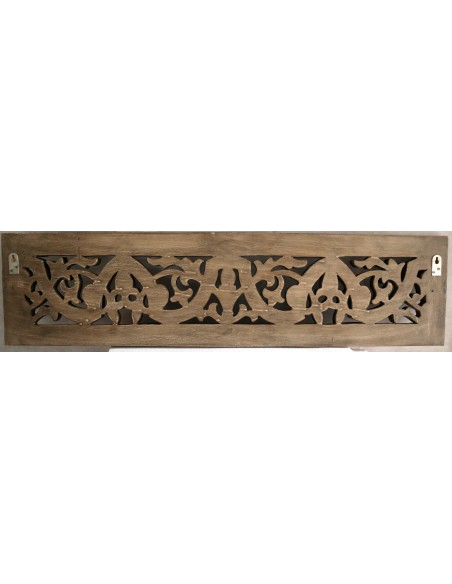 Attaccapanni da muro in legno intarsiato a 3 ganci artgianale cm 100x25x2,5 naturale