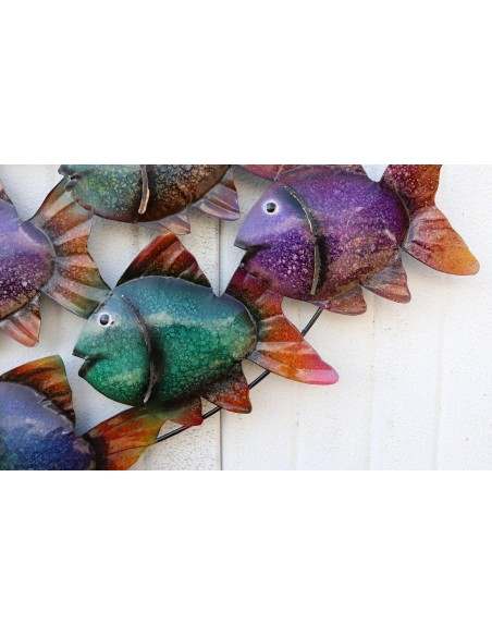 Pannello marino in metallo creato e colorato mano cm 70x44 marino pesci