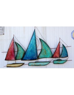 Pannello Barche velieri in regata cm102x56x4 mare pesci... 2