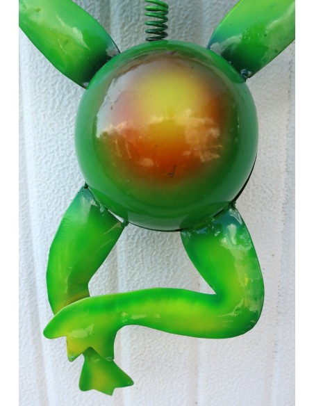 Pannello welcome con una rana in metallo creata e colorata mano cm 60x25 dipinte realizzate artigianalmente