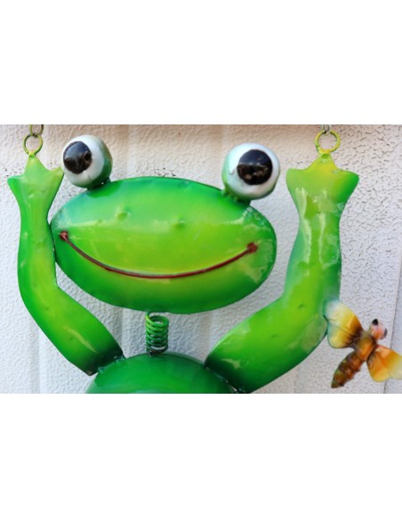 Pannello welcome con una rana in metallo creata e colorata mano cm 60x25 dipinte realizzate artigianalmente