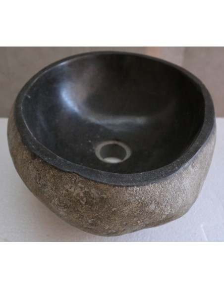 Piccolo Lavandino pietra di fiume cm 33x29x15 river stone sasso lavabo sink bagno lav n 24