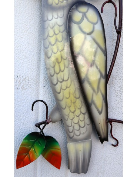 Pannello welcome con un pappagallo Calopsitta in metallo creata e colorata mano cm 54x45 dipinte realizzate artigianalmente