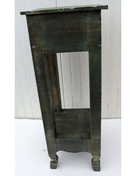 Alzata comodino in legno color verde anticato con cassetto cm 30x30x80h