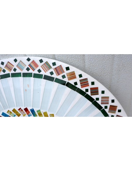 Specchio in legno e mosaico di vetro cm 50 blu celeste turchese