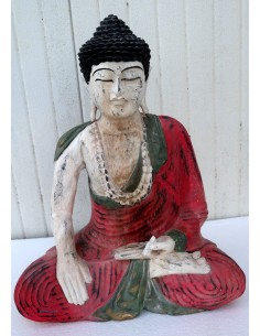 Buddha scultura il legno massello noce indiano o suar cm...