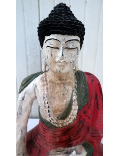 Buddha scultura il legno massello noce indiano o suar cm... 2