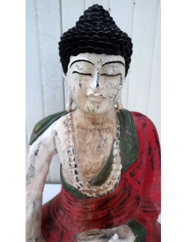 Buddha scultura il legno massello noce indiano...