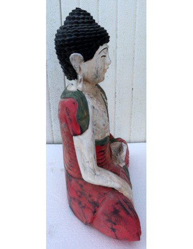 Buddha scultura il legno massello noce indiano...