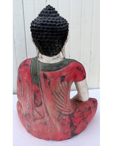 Buddha scultura il legno massello noce indiano...