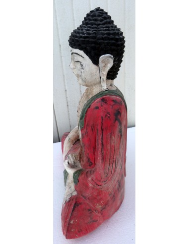 Buddha scultura il legno massello noce indiano...