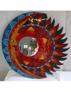 Specchio Sole Luna diametro cm 60 realizzato a mosaico...