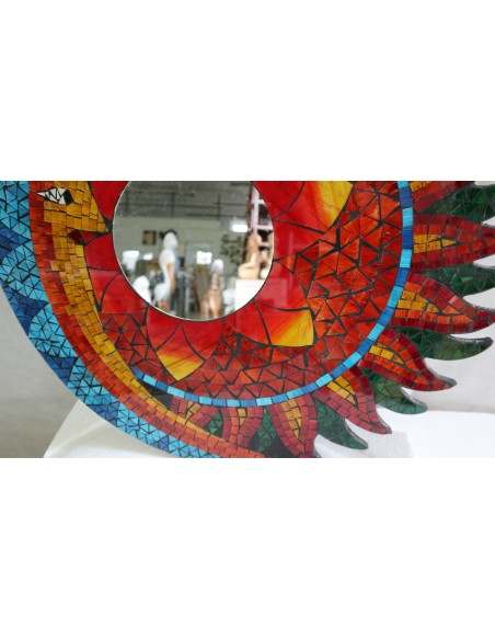 Specchio Sole Luna diametro cm 60 realizzato a mosaico di vetro multicolor