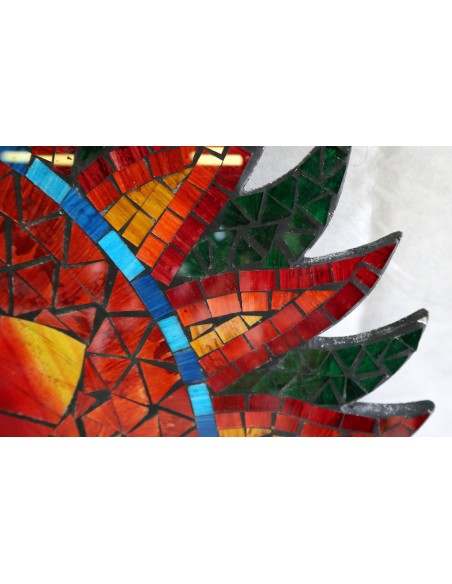 Specchio Sole Luna diametro cm 60 realizzato a mosaico di vetro multicolor