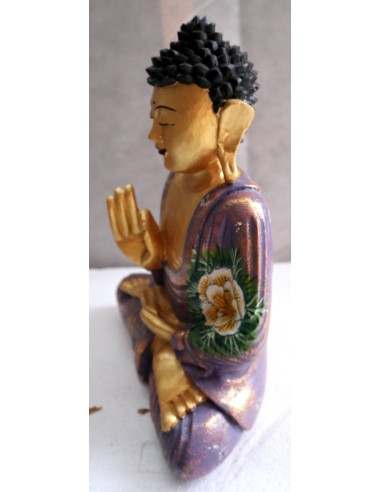 Buddha scultura il legno massello noce indiano...