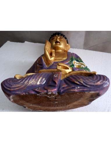 Buddha scultura il legno massello noce indiano...