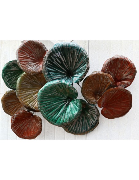 Pannello in metallo floreale edera stilizzata creato e colorato mano cm 72x50x12 dipinte realizzate artigianale