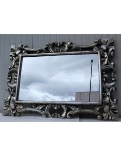 Specchio barocco in legno intarsiato cm 100x70 argento...