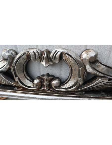 Specchio barocco in legno intarsiato cm 100x70 argento anticato mod. Hollywood