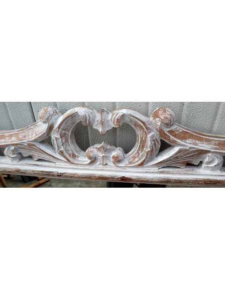 Specchio barocco in legno intarsiato cm 100x70 bianco decapato anticato mod. Hollywood