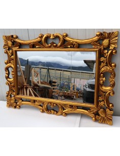 Specchio barocco in legno intarsiato cm 100x70 Oro...