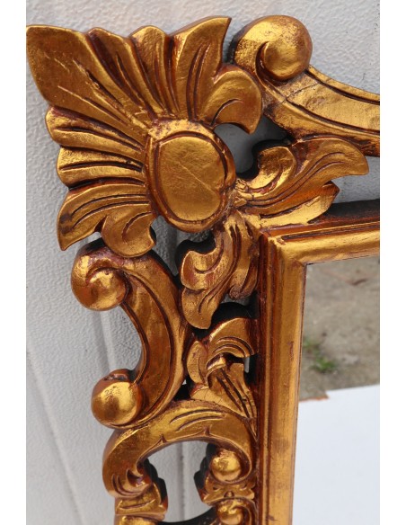 Specchio barocco in legno intarsiato cm 100x70 Oro anticato mod. Hollywood