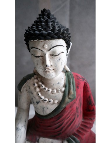 Buddha scultura il legno massello noce indiano...