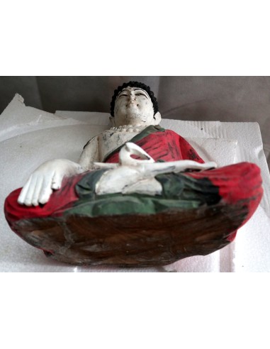 Buddha scultura il legno massello noce indiano...