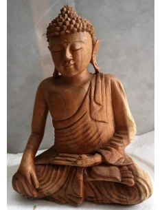 Buddha scultura il legno massello noce indiano o suar cm...