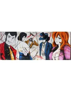 Quadro Lupin III cm 150x60 con Jigen Fujiko Margot Goemon...