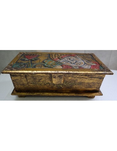 Baule cassapanca in legno di albesia con volto...